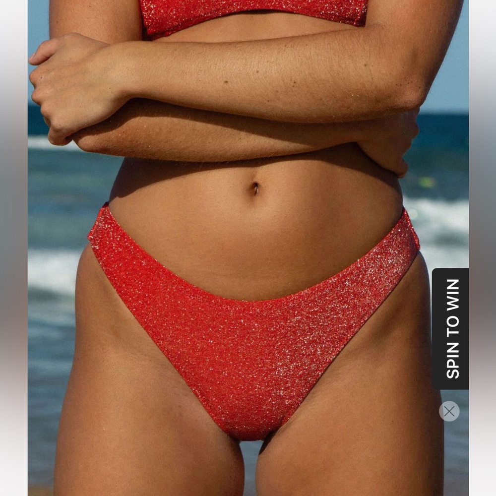 Berlook Red Lurex Bikini Bottom